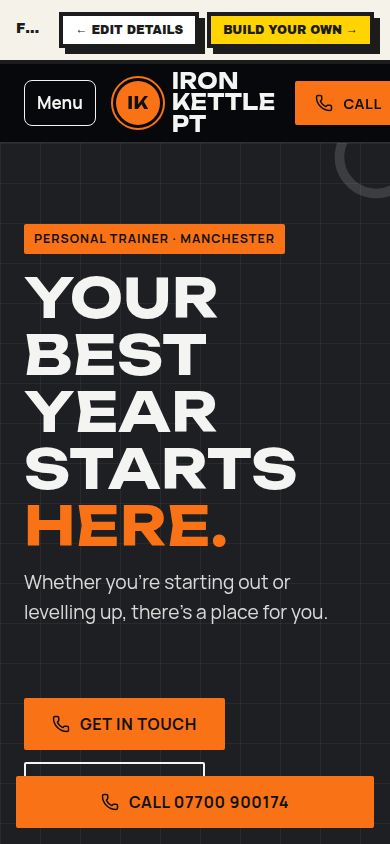 Example Iron Kettle PT website made by the Tin factory, desktop and mobile