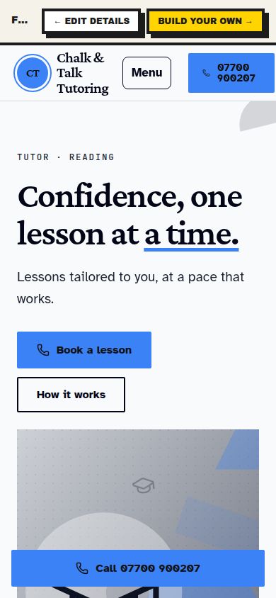 Example Chalk & Talk Tutoring website made by the Tin factory, desktop and mobile